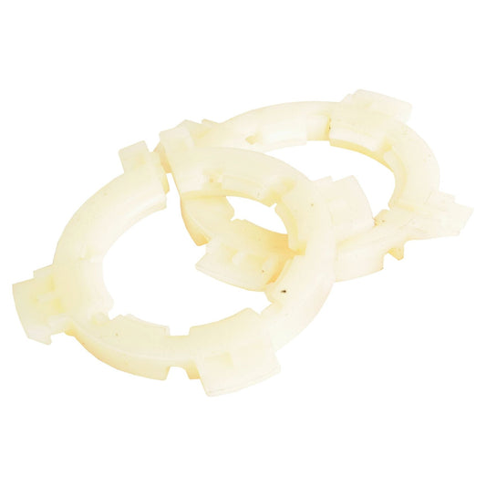 Two Sparex EASYLOCK BEARINGS 2X55MM LARG (Sparex Part No.S.59642), featuring interlocking notches, are laid side by side on a plain white background.