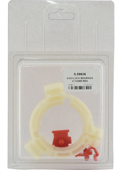 EASYLOCK BEARINGS 47/54MM MED, Sparex Part No. S.59636, in original packaging. Includes a white bearing and small red plastic components. This precision product from Sparex is ideal for accurate applications with bearings sized at 47/54MM.