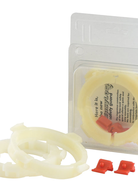 The Sparex EASYLOCK BEARINGS 68/80MM X-L (Sparex Part No. S.59639) come in plastic packaging and include two small red components. The design influence of the Italian Shaft is evident in the three beige circular rings that are part of this product from Weasler.