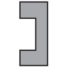A gray, rectangular shape with a cut-out section on the right side, resembling an uppercase letter "J" rotated 90 degrees counterclockwise, similar in design to the Sparex products like the EASYLOCK B/RINGS 2x41 (Small) | Sparex Part No.S.56500.