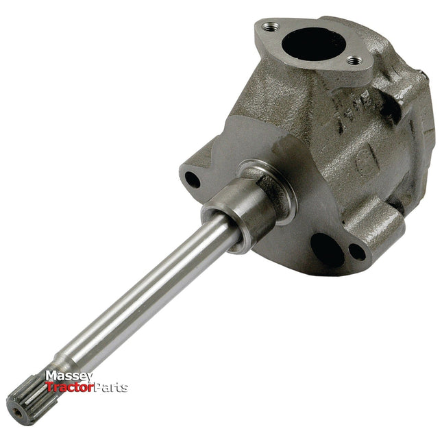 Close-up of a metallic tractor part with a logo reading "Sparex" in the bottom left corner. The component includes a cylindrical rod extending outward, suggesting it might be an essential piece like the Engine Oil Pump (Sparex Part No. S.41936) used in Massey Ferguson tractors.