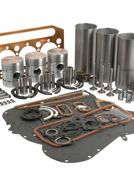 An Engine Overhaul Kit with Valve Train (Chrome) - S.40369 by Sparex, including pistons, cylinders, valves, gaskets, bolts, and springs from the A3.152 engine model displayed on a white background.
