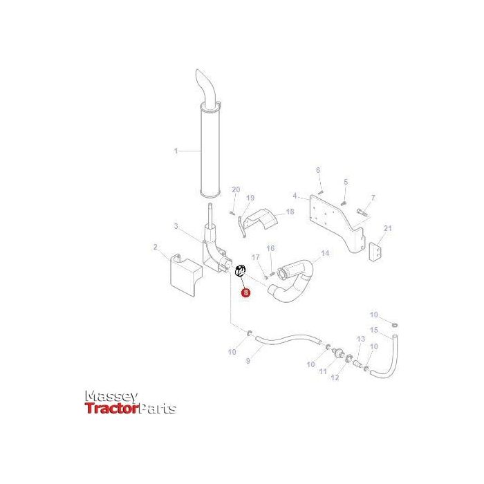 Exhaust Clamp 95mm - 3780863M1 - Massey Tractor Parts