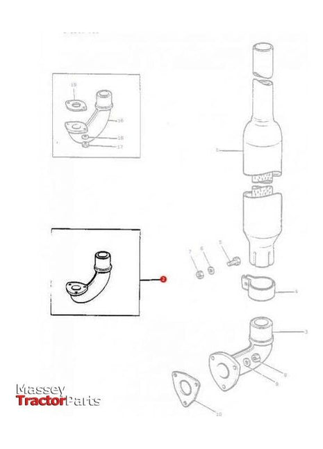 Massey Ferguson Exhaust Elbow - 898011M1 | OEM | Massey Ferguson parts | Elbows-Massey Ferguson-Elbows,Engine & Filters,Exhaust Parts,Farming Parts,Tractor Parts