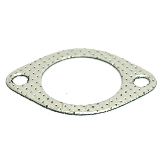 This is a close-up image of a Sparex Exhaust Manifold Gasket (Part No. S.40644) for a Perkins engine, featuring two bolt holes on either side and a large central opening. The gasket has a dotted texture.