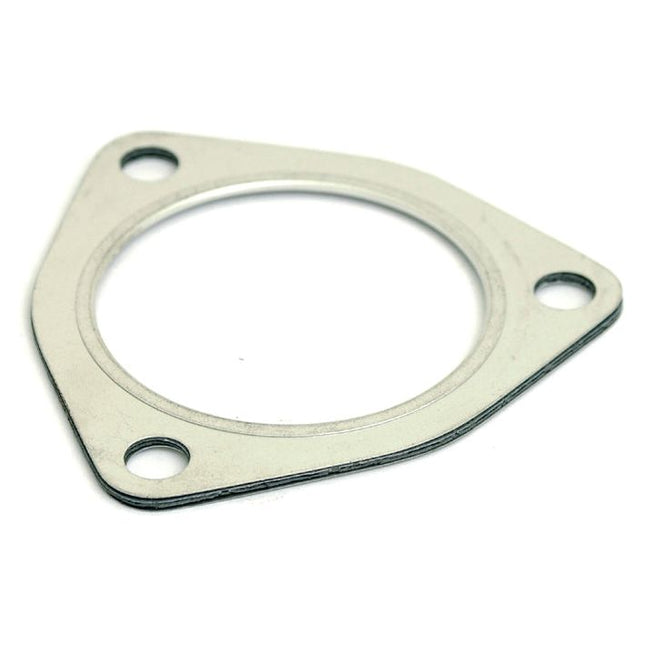 Introducing the Sparex Exhaust Manifold Gasket (Sparex Part No. S.40647), a metal gasket featuring three bolt holes and a central circular opening, specifically designed for connecting a manifold to a 90° elbow on Perkins Engines.