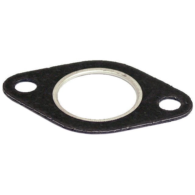 The Sparex Exhaust Manifold Gasket (Part No. S.41348) is an oval-shaped metal gasket featuring two bolt holes on opposite ends, specifically designed for securing the manifold to the head in Perkins engines.