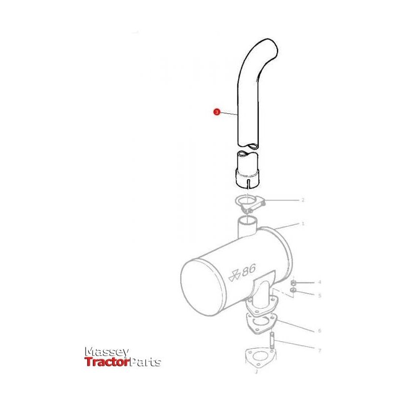 Massey Ferguson Exhaust Pipe - 3383014M7 | OEM | Massey Ferguson parts | Silencers-Massey Ferguson-Engine & Filters,Exhaust Parts,Farming Parts,Silencers,Tractor Parts