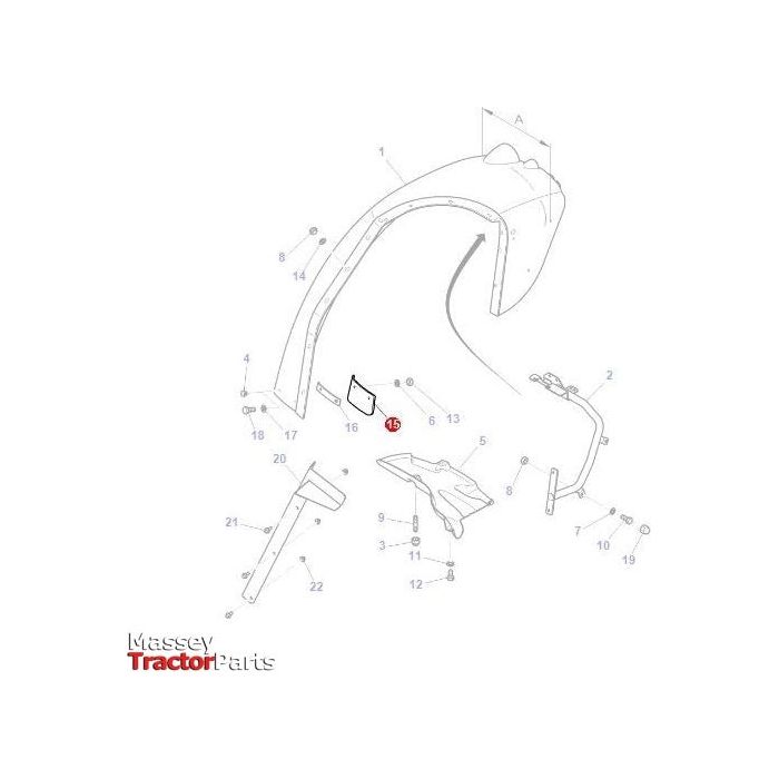 Diagram showing exploded view of AGCO Massey Ferguson - Extension - 3787130M1 tractor parts with numbered labels for components. The Massey Tractor Parts logo is in the bottom left corner.