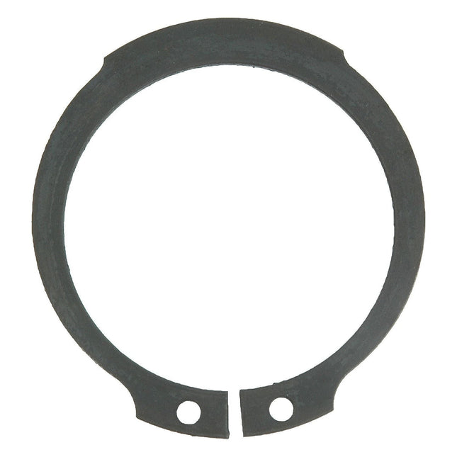 The Sparex External Circlip, 46mm (DIN 471) | Sparex Part No. S.2892, is commonly used in Massey Ferguson machinery and features a metal retaining ring with two holes near the ends, forming a circular shape with a small gap.