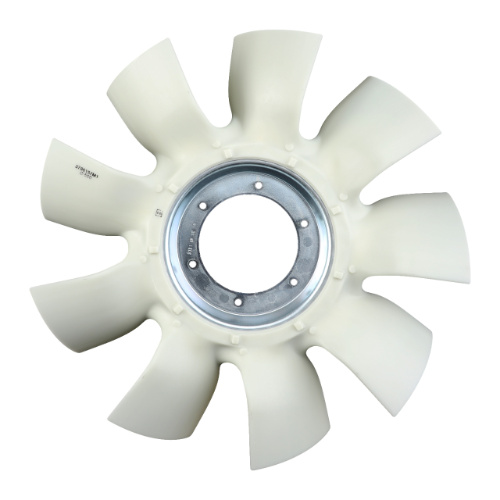 A nine-bladed industrial fan with a white design and a central silver metal hub, reminiscent of high-quality tractor parts by Massey Ferguson (Model 5480), viewed from the front. This product, known as the Massey Ferguson - Fan - 3786157M1, is made by AGCO.