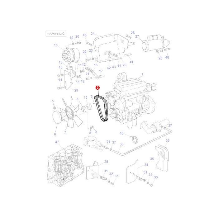 Fan Belt - 3619356M91 - Massey Tractor Parts