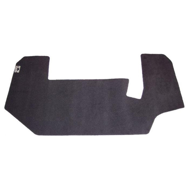 The AGCO Massey Ferguson - Floor Mat (Carpet Material - 3931950M1) in black is engineered with cutouts for seamless compatibility around seats and other interior components, providing a precise fit for the Massey Ferguson 6400 Series.
