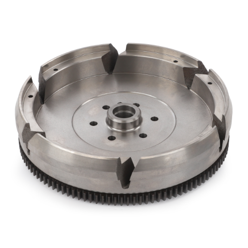 A circular metal component with a toothed outer edge and several inward-facing notches, likely part of an AGCO Massey Ferguson tractor assembly, specifically the Flywheel 12 - 3819666M91 model.
