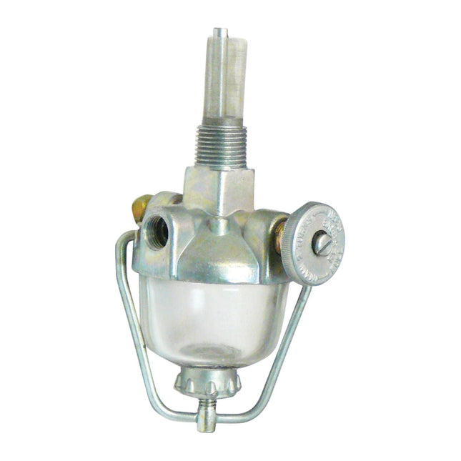 Sparex offers a Fuel Bowl Assembly (Part No. S.61577), a metal and glass fuel filter assembly featuring screw-in fittings and a mounting bracket, specifically designed for Ford/New Holland vehicles.