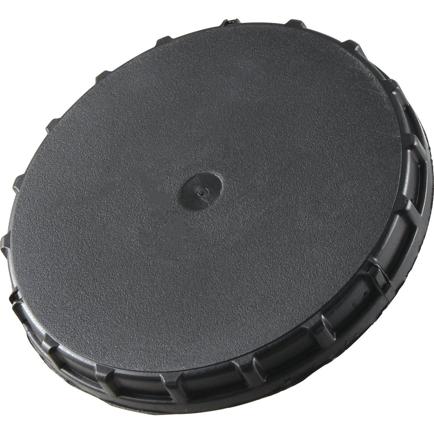 The Fuel Cap - S.43260 from Sparex is a round, black plastic cap featuring a slightly textured surface and small notches along the edge.
