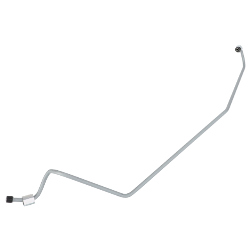 A silver, bent metal pipe with connectors at both ends, viewed against a white background, reminiscent of the parts used in Massey Ferguson tractor models.  
Product Name: Massey Ferguson - Fuel Pipe - 3700372M92  
Brand Name: AGCO