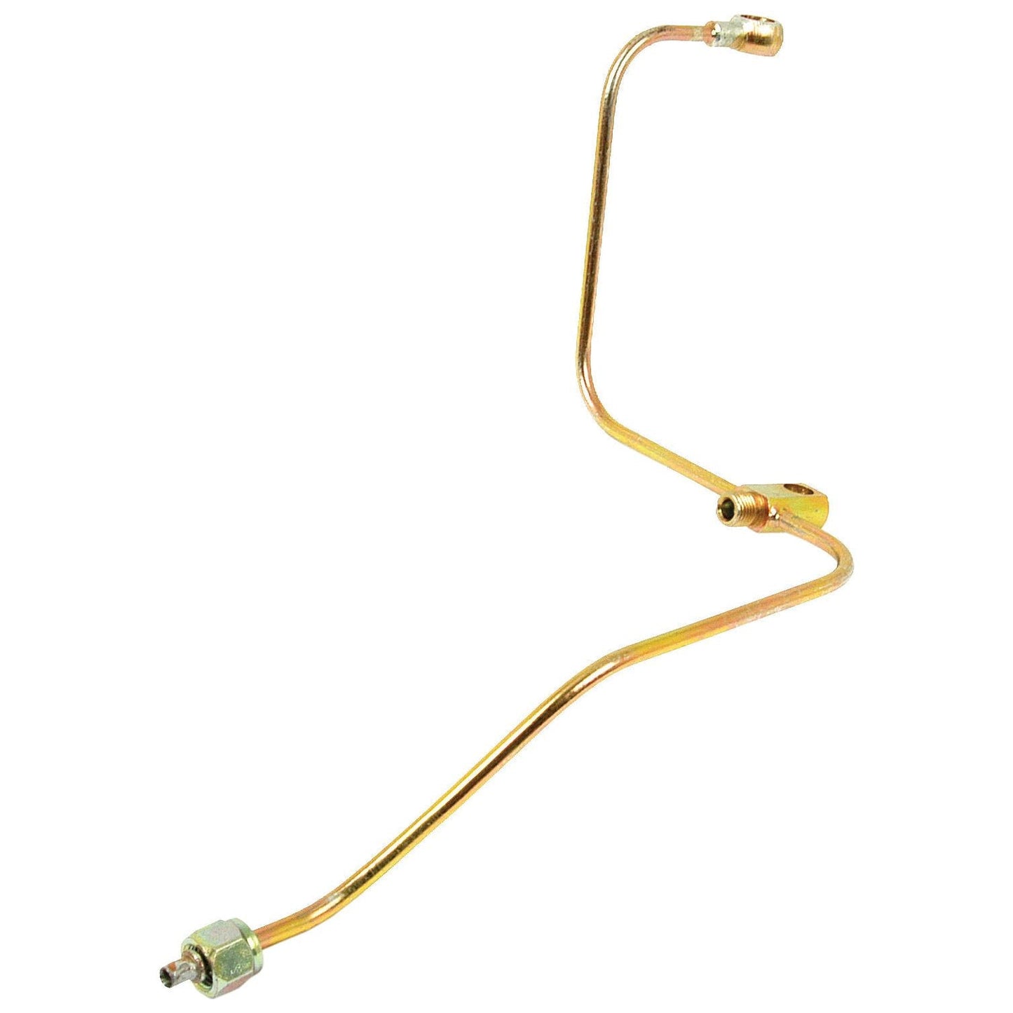 A gold-colored, intricately bent metal tube with connectors at both ends, the Sparex Fuel Pipe (Part No. S.42204) is specifically designed as a fuel pipe for Perkins AD3.152 engines or Massey Ferguson machinery in automotive or industrial applications.
