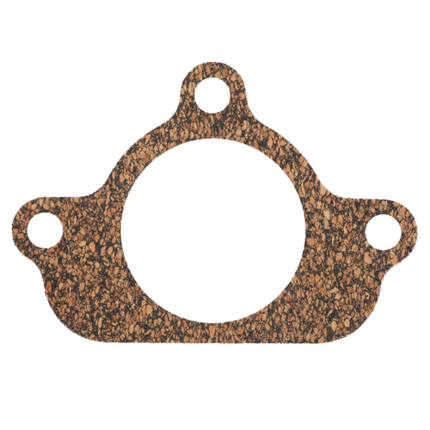 A flat cork gasket with three holes, used for sealing Massey Ferguson 100 Series tractor parts components, specifically the Massey Ferguson - Gasket - 897148M4 by AGCO.