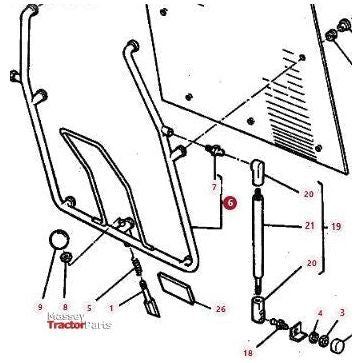 Diagram illustrating the components and assembly of a 4WD AGCO Massey Ferguson Grip (Product Code: 3389465M91), featuring a frame, bolts, screws, and a hydraulic cylinder. Each item is labeled with reference numbers for clarity.