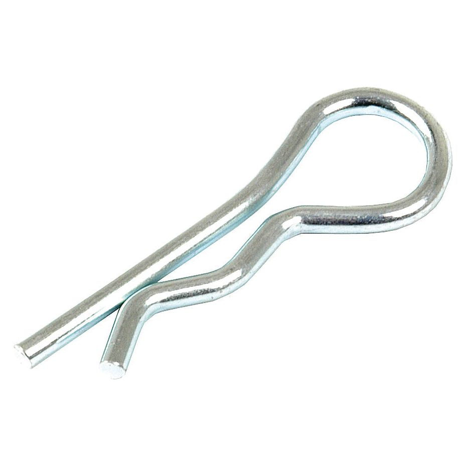 A silver cotter pin with a rounded loop and a single bent prong, also known as the Sparex Girp Clip - S.9.