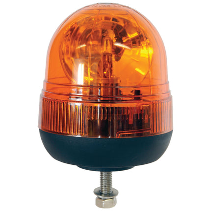 The Sparex Halogen Beacon, Bolt on, 12/24V - S.113186 is an amber halogen beacon light with a black base and mounting bolt, featuring IP65 protection, typically used for safety and warning purposes.