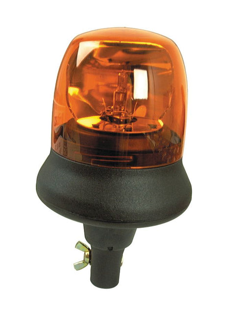 The Sparex Halogen Beacon, Flexible Pin, 12V - S.13099, features an orange rotating light with a black base and metal mounting hardware, suitable for various applications.