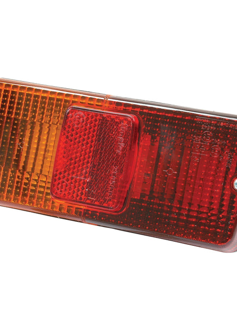 Introducing the Sparex Rear Combination Light (Halogen) - S.41127, a rectangular vehicle tail light equipped with red and amber lenses, screws, blue and black wiring on the side, and featuring powerful halogen bulbs that enhance brightness. Designed for multiple functions including brake, tail, and indicator lights at 12V for the left-hand side of your vehicle.
