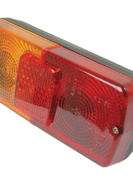 Rectangular Rear Combination Light (Halogen) with amber and red sections, featuring Brake, Tail, and Indicator functions, secured by two screws. Product Name: S.42187 - RH 12V by Sparex.