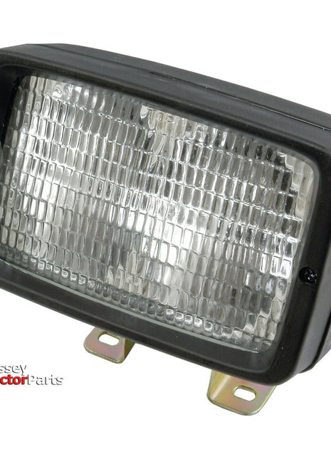 The Sparex Halogen Work Light Rectangular RH & LH - 12V (55W) - S.51753 features a black frame with a clear, ridged lens and includes two mounting brackets at the bottom.