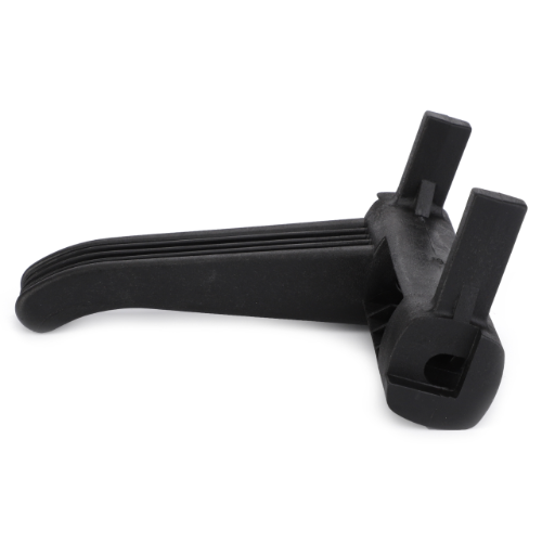 The AGCO Massey Ferguson 3000 Series Rear Window Handle (3619605M1) is a black plastic door latch lever featuring a textured grip and two vertical prongs on one side, compatible with Massey Ferguson 3000 Series tractor parts.