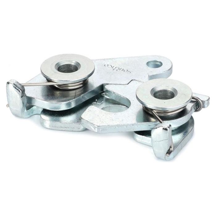 Two Massey Ferguson - Hasp (4352474M1) components, designed by AGCO to adjust and maintain tension in cables or wires, are shown placed side by side against a white background. These robust parts embody the dependable engineering characteristic of Massey Ferguson machinery.