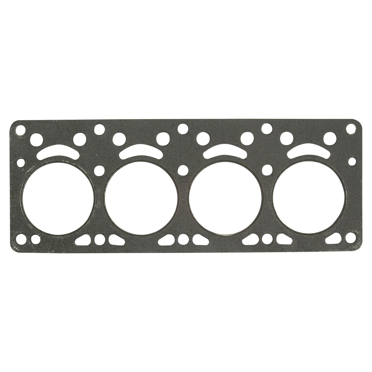 Image of the Sparex Head Gasket - 4 Cyl. (Sparex Part No. S.42723) for Massey Ferguson, featuring four large circular holes and multiple smaller holes for securing bolts.