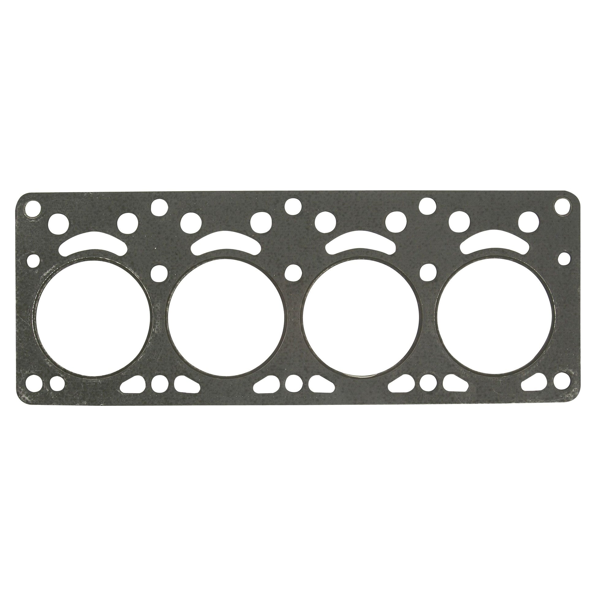 Image of the Sparex Head Gasket - 4 Cyl. (Sparex Part No. S.42723) for Massey Ferguson, featuring four large circular holes and multiple smaller holes for securing bolts.