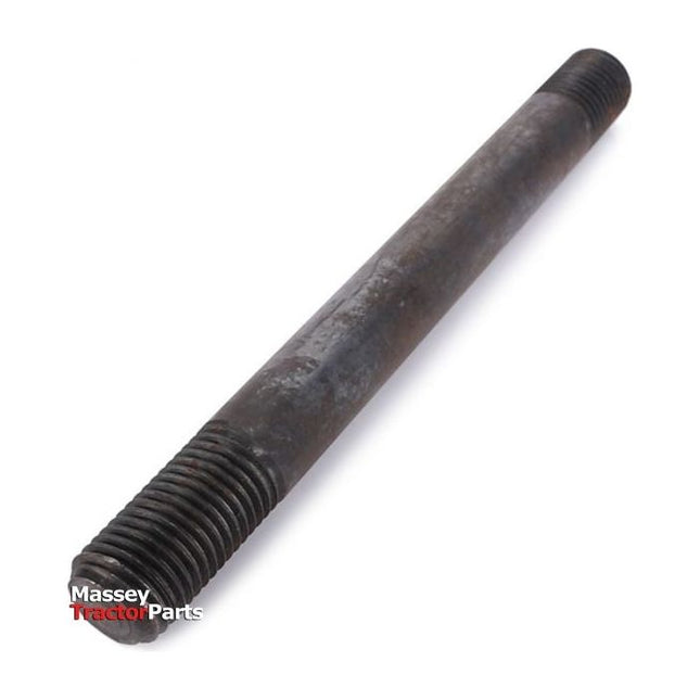 An image of a metal shaft with threaded ends, branded "AGCO" at the bottom left corner. Perfect for those repairing or restoring a Massey Ferguson tractor from the 100 Series, marketed as Massey Ferguson - Head Stud - 734309M1.