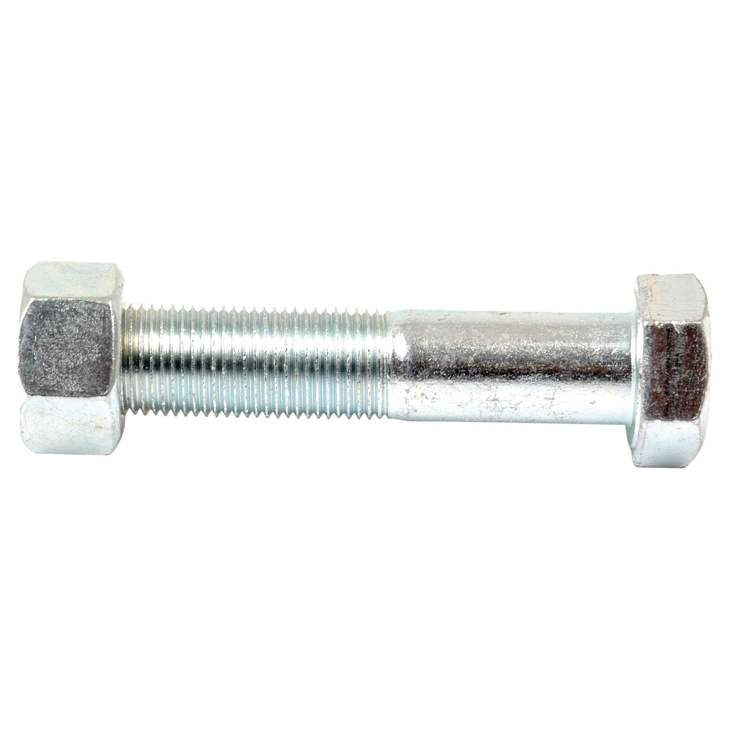 A Sparex Hexagonal Head Bolt With Nut (TH) - M15.9 x 76mm, Tensile strength - Loose (Sparex Part No.S.40114), ideal for use with Massey Ferguson machinery.