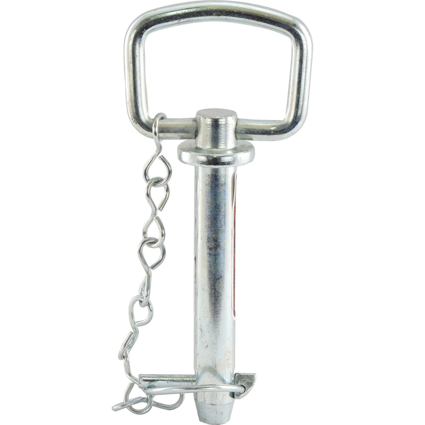 Introducing the Sparex Hitch Pin with Chain & Linch Pin! This high-quality metal pin features a round handle on top, a tapered end at the bottom, and comes attached to a convenient chain. Perfectly designed for Massey Ferguson TE20 tractors, this pin boasts an overall length of 98mm and a diameter of 19mm. Get your Sparex Part No.S.408 today for reliable performance.
