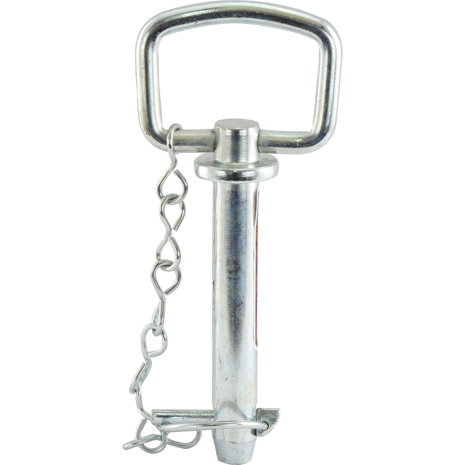 Introducing the Sparex Hitch Pin with Chain & Linch Pin! This high-quality metal pin features a round handle on top, a tapered end at the bottom, and comes attached to a convenient chain. Perfectly designed for Massey Ferguson TE20 tractors, this pin boasts an overall length of 98mm and a diameter of 19mm. Get your Sparex Part No.S.408 today for reliable performance.
