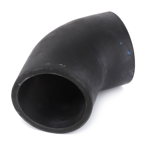 A black rubber elbow pipe fitting with angled ends, typically used in plumbing or HVAC systems for changing the direction of flow, the Massey Ferguson - Hose Air Filter - 3618841M1 by AGCO offers exceptional durability and performance.