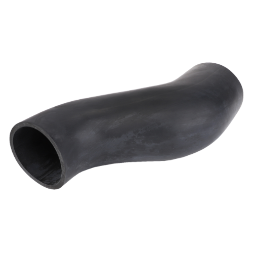 A smooth, black, curved rubber hose with a cylindrical shape designed for Massey Ferguson tractor parts, specifically the Massey Ferguson - Hose Air Filter - 3808460M1 by AGCO, shown on a white background.