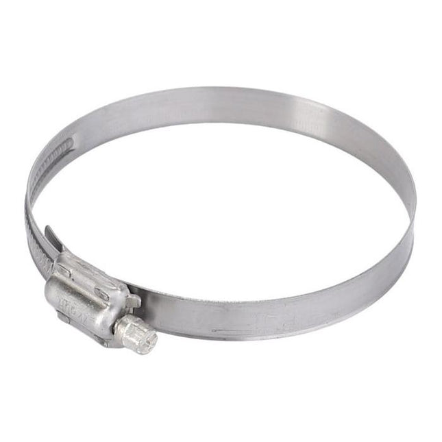 The Massey Ferguson - Hose Clip - 4374645M1, available from the brand AGCO, features a screw mechanism for easy tightening and loosening and is commonly found in the 200 Series of Massey Ferguson tractor parts.