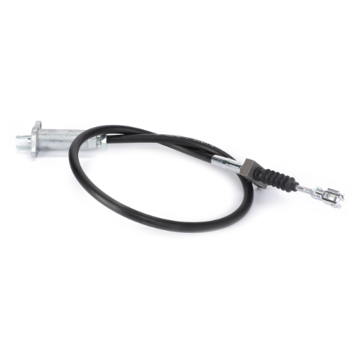 A black hydraulic cable with metal connectors on each end, typically used for mechanical linkage or control systems, compatible with the 3100 Series from Massey Ferguson, specifically the Massey Ferguson - Hydraulic Cable - 3582422M3 from AGCO.