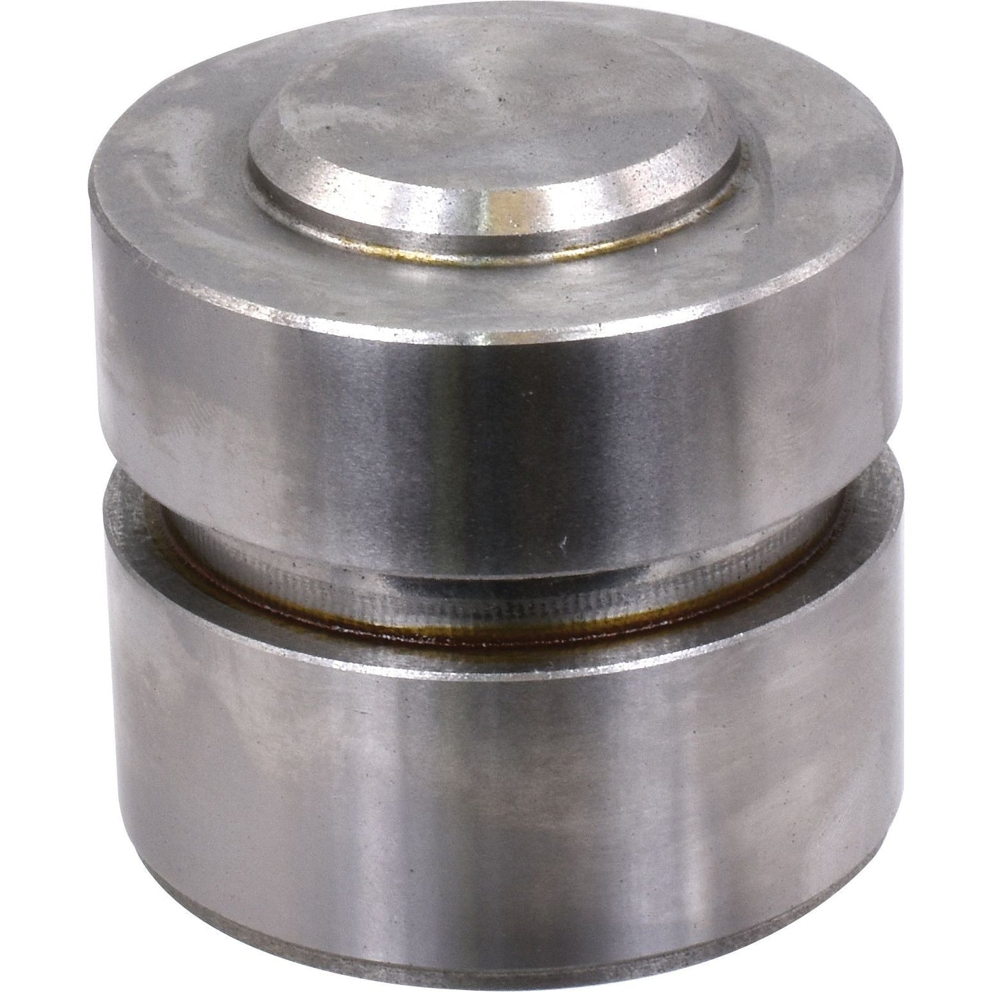 A cylindrical metal object with a smaller raised cylinder on top, featuring a central groove dividing the main body. The surface appears polished and metallic, resembling the Sparex Hydraulic Cylinder Piston (Part No. S.67816).
