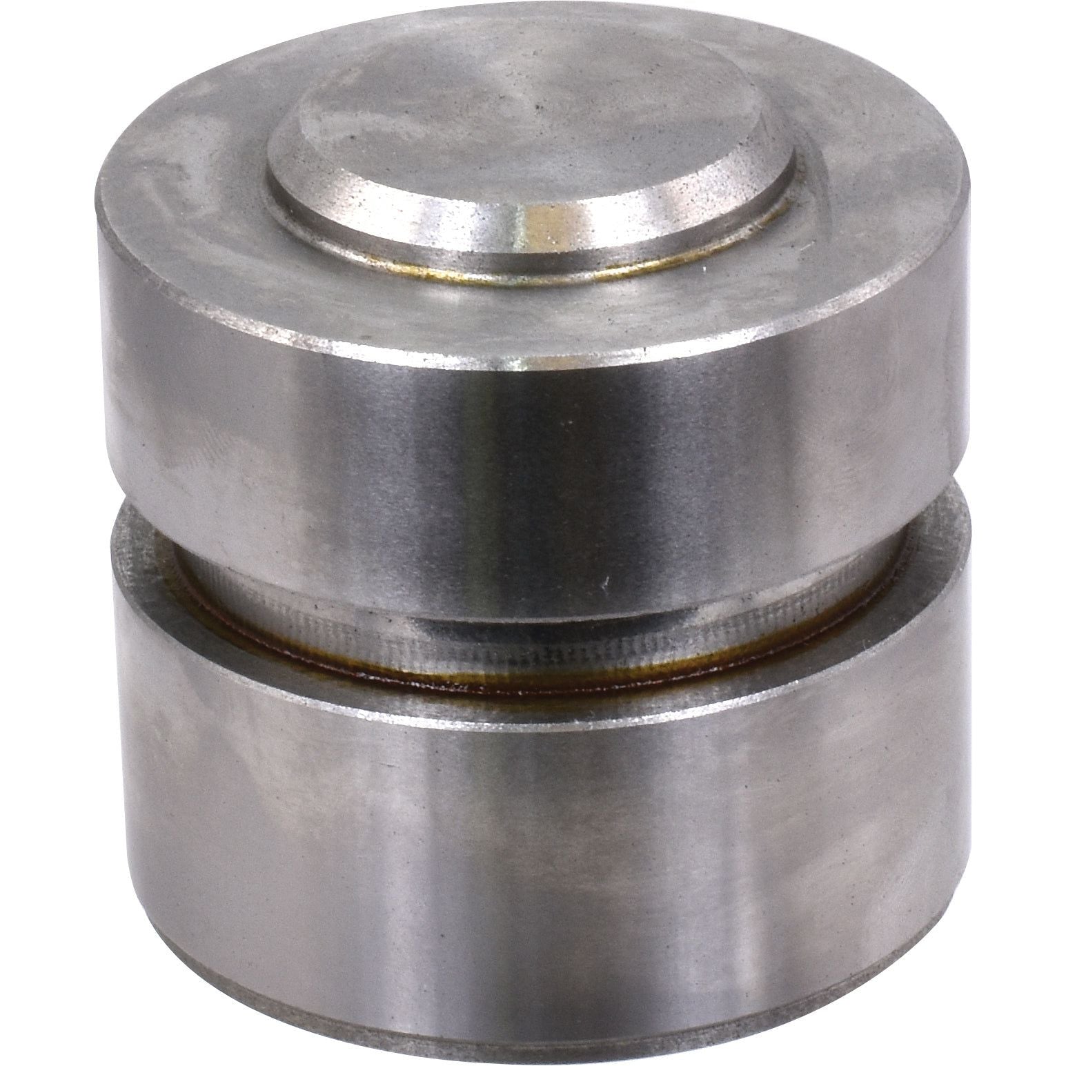 A cylindrical metal object with a smaller raised cylinder on top, featuring a central groove dividing the main body. The surface appears polished and metallic, resembling the Sparex Hydraulic Cylinder Piston (Part No. S.67816).