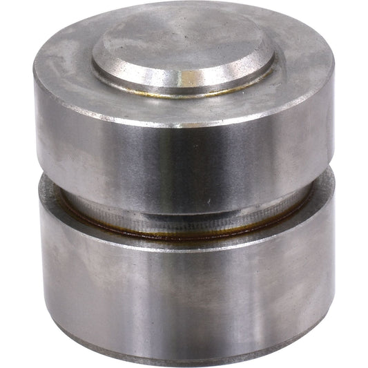 A cylindrical metal object with a smaller raised cylinder on top, featuring a central groove dividing the main body. The surface appears polished and metallic, resembling the Sparex Hydraulic Cylinder Piston (Part No. S.67816).