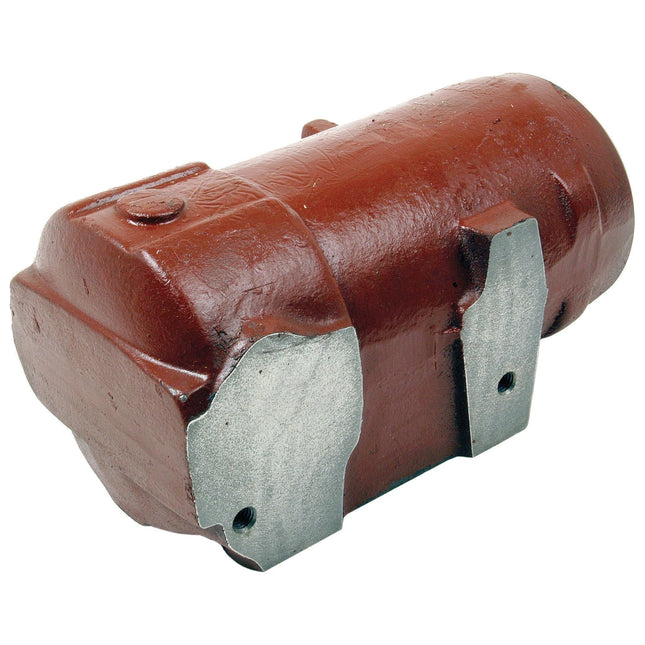 A brown hydraulic lift cylinder (Sparex Part No. S.40885) with two gray metal mounting brackets attached, compatible with Massey Ferguson tractors, by Sparex.