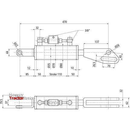 Hydraulic Levelling Box (Supplied with: Hoses), Min. Length: 470mm, Cylinder Bore: 70mm.
 - S.113923 - Farming Parts