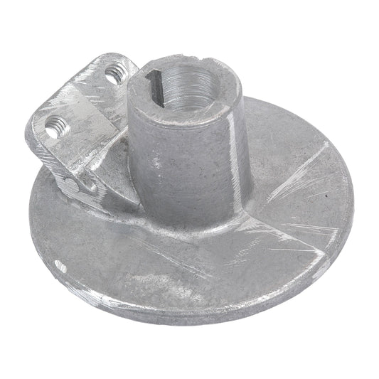 The Sparex Hydraulic Lift Control Plate (Part No. S.66515) is a metal hardware component featuring a cylindrical protrusion, two holes on a flat tab, and a circular base, commonly used as a control lever in Ford / New Holland machinery.