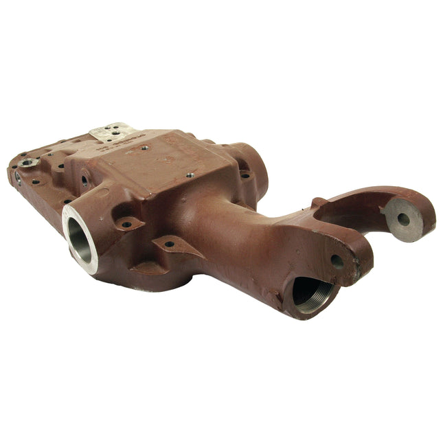 A Hydraulic Top Cover from Sparex, Part No. S.42293, is a metal machinery component with a complex shape featuring multiple openings and protrusions, primarily brown in color with some silver edges, resembling a Massey Ferguson Hydraulic Top Cover.