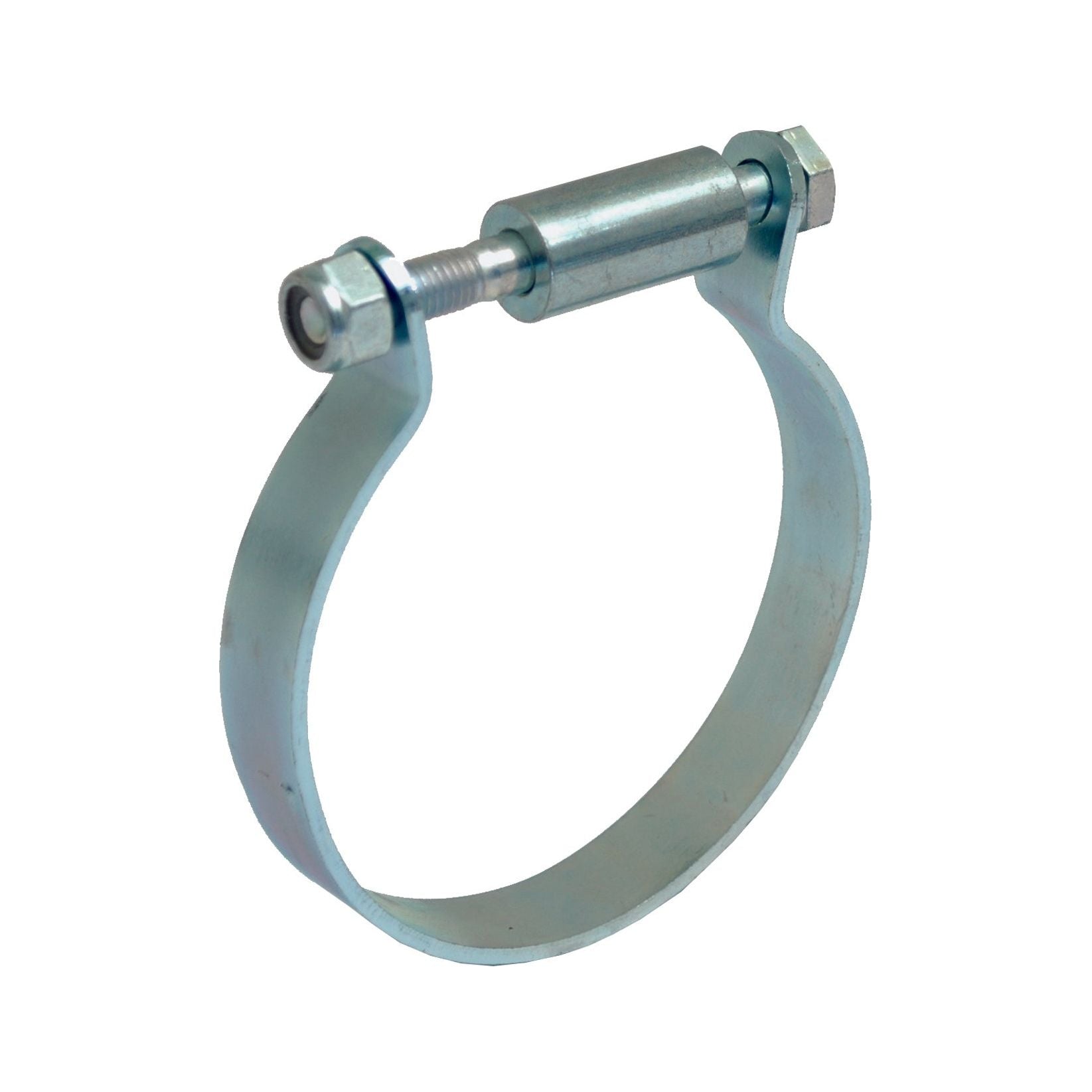 A Hydraulic Top Link Clamp for Cylinder Outer Ø 105mm from Sparex (Part No. S.32960) features a metallic clamp with a screw mechanism, ensuring the effective securing of objects.